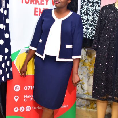 Turkey skirt suits Kenya, executive women's suits Nairobi, professional wear Nakuru, Turkey Wear Empire, Kenyatta Avenue boutiques, Chanel-style suit Kenya, plus size office suits.